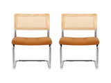 Artiss Dining Chairs Set of 2 PU Leather Rattan Cantilever Brown UPHO-C-DIN-2504-BRX2