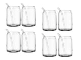 Drinking Glass Cups Set Reusable Straw Can Shaped Transparent Glass Coffee Cups with Lid for Home V1294-YM0901-3118240153511