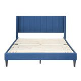 Samson Double Bed Winged Headboard Fabric Upholstered - Blue V315-VOB-SAMS-01