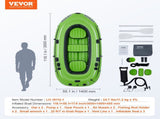 Inflatable Boat, 5-Person Inflatable Fishing Boat, PVC Portable Boat Raft Kayak, 1158 mm Aluminum V952-YCK5RK0000001E0ROV0
