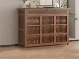 Wooden Shoe Rack XL 4 Tier 3 Doors Drawers Shelves Cabinet Organizer V178-67001