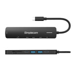 Simplecom CHT570 USB-C SuperSpeed 7-in-1 Multiport Hub Adapter HDMI 2.0 Docking Station V28-CHT570