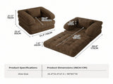 Foldable Multi-Functional Lounger Sofa with Corduroy Cover and High-Density Foam for Living Room V1341-ZY-M9LXUFGX-BROWN