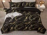 Black Gold Metallic Marble Comforter Set, King Size, Foil Print Glitter 3-Piece Bedding V745-MAB010509AJ3