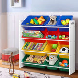 Keezi Kids Toy Box 12 Bins Bookshelf Organiser Children Storage Rack FURNI-G-TOY110-WH