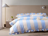 Vintage Design Homewares Candy Ruffle Blue Striped Washed Cotton Quilt Cover Set Super King V442-HIN-QUILTCS-CANDYRUFFLE-BLUE-SK