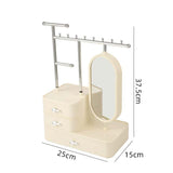 Elegant Cream Color Jewelry Organizer with Mirror - Multi-Layer Storage & Display Stand V888-ELOSUNG18279