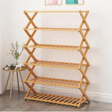 Ekkio Eco-Friendly & Non-Toxic Sturdy 6 Tier Foldable Bamboo Shoe Rack Brown V227-2997402103102