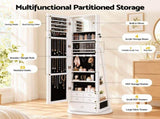 Artiss 360&deg Rotating Jewelry Cabinet Full Length Mirror, White JC-B-ROT02-164-WH
