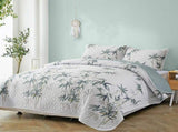 Soft leafey bloom Quilted 3 Pc Bedspread & Pillow Cover Set V745-AC090272Q13U