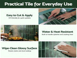 Artiss 3D Peel and Stick Wall Tiles Self Adhesive LinearGrid Backsplash 10 Sheets, Green PST-546-GN
