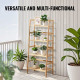 VEVOR Bamboo Bookshelf 4 Tiers Bamboo Ladder Bookshelf Trapezoid Storage Rack V952-TBSJTBZZTX4GVCXBQV0
