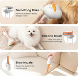 Vacuum Dog Cat Brush Tool, 4-in-1 Self-Cleaning Slicker Brush and Undercoat Rake, V1232-XC-GMS-001