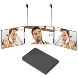Black Trifold Self Hair Cutting Mirror with Adjustable Hooks - 3-Way Folding Mirror for Barber Use, V888-ELOSUNG50672