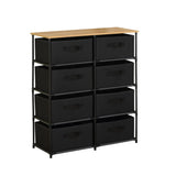 CARLA HOME 8 Drawer Fabric Storage Dresser - Steel Frame - Black - Storage Rack - Rustic V178-36408