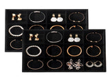 Large Velvet Jewelry Tray Display Drawer Inserts 2 Pack Stackable Jewelry Organizer for Earring V1107-107-40312-BEG-12GRIDS