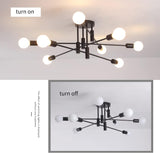 Modern Semi Flush Chandelier, 8 Light, Black V178-37587