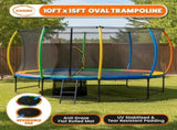 Kahuna 10 ft x 15 ft Oval Outdoor Trampoline with Reversible Rainbow & Orange Safety Pad Safety TRA-ZOV-1015-RBOR
