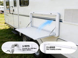 Heavy Duty Folding Caravan Table 800 x 450mm Full Metal Frame, Lockable, 50kg Max Capacity, White V1181-AT005-WH