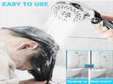 Chrome High Pressure Handheld Shower Head with on/off Pause Switch, 6 Spray Modes Shower Wand with V1366-AZ2-W-12339