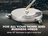 Jet-USA 15" Stainless Steel Pressure Washer Surface Cleaner, 1/4" Fitting, For Concrete Driveway V219-PRWCLNJT15SA