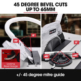 BAUMR-AG 2000W 255mm 10" Compound Table Saw, with Stand, Expandable Worktop, Vacuum Port, 45 Degree V219-SAWTBLBMX50A