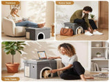 Artiss Storage Ottoman Foot Stool Cat Litter Box Enclosure Foldable Grey OTM-C-PET-FB-GY