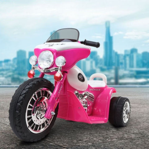 Rigo Kids Electric Ride On Patrol Police Car Harley-Inspired 6V Pink RCAR-MBIKE-POLICE-PK