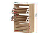 Artiss 2x Shoe Cabinet Storage Organiser 3 Flip Drawer Pine FURNI-N-SHOE-3D-WDX2