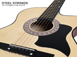 Karrera 38in Cutaway Acoustic Guitar with Carry Bag - Natural CC38-NAT