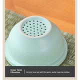 Mini Travel Ceramic Tea Pot Set Kung Fu Teapot, 1 Pot 2 Cups Porcelain Teacup with Tea Infuser V1192-AZ-W-2546