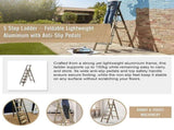 5 Step Ladder Foldable Lightweight Aluminium with Anti-Slip Pedals V63-954091