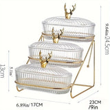 Fashion Three-Tier Covered Snack and Fruit Tray - Sturdy Metal Frame, Nordic Design, Suitable for V1102-DCLSGP001