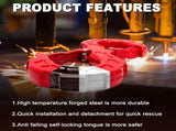 red heavy-duty S-shaped trailer tow hook, G80 steel, 14968.55 kg load capacity, off-road rescue, V1102-796-62674-BLU-S
