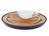 Bamboo Round Tea Tray Teapot Mat Serving Tray Drainage Water Storage Tea Set Home Supplies10in V1294-YM0721-3118210073412