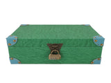 Wood Leather Treasure Chest Square Handmade Vintage Jewelry Keepsake Storage Box with Lock for Combs V1294-YM0901-3117250008512