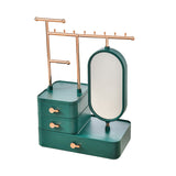 Elegant Green Jewelry Organizer with Mirror - Multi-Layer Storage & Display Stand V888-ELOSUNG18277