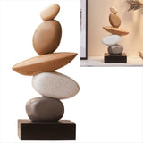 Modern Resin Stacked Stones Sculpture - Abstract Balanced Rock Art for Various Room Types, V1192-AZ-W-24696