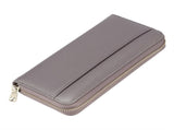 Grey Premium Genuine Leather RFID Blocking Long Wallet - Unisex Multi-Card Organizer Clutch with V888-ELOSUNG27842