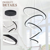 BAMDECOR A18801 Modern LED Chandelier, Dimmable Pendant Light with Remote Control Rings Round V255-BAM-18801/5-BLK