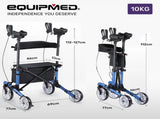 EQUIPMED Upright Rollator Walker with Forearm Support Rests, Mobilty Aid with Seat, Blue V219-HELRLTEQU5BA
