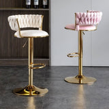 SERENIT Pink Velvet Seat Kitchen Breakfast Bar Stools Counter Height Barstools with Back Cushioned V255-GP1763-PINK
