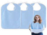 2 Pack Adult Bibs for Women, Men, Elderly - Waterproof Reusable Large Bibs with Crumb Catcher V1369-AZ3-W-18918