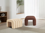 Ridge Arch Ottoman Stool Teddy Fleece Fabric Foot Rest 45cm BROWN V274-FT-STKJP4177-CHO