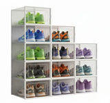 CARLA HOME 12-Pack Clear Shoe Storage Boxes - Stackable - White - Shoe Box Storage V178-36400