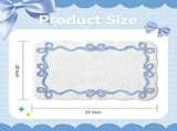 Blue Scalloped Bath Mat - Cute Bow Bathroom Rugs Small Non Slip Bath Mat, Soft & Absorbent Bath Rugs V1258-DP02-C-559