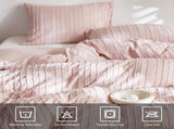 Pink Tufted Stripe Bedding Set - 3 Piece Quilt Cover and Pillowcase Set - V888-ELOSUNG54960-6