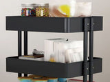3 Tier Rolling Cart Minimalist Style Sturdy Carbon Steel Mobile Utility Cart for Kitchen Bathroom V1294-YM0901-3117240234911