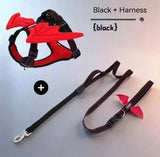 3D Angel and Devil Wing Harness and Leash Set for Cats and Dogs, Escape-Proof No-Pull Walking Vest V1341-ZY-HTPSQ2DB-BLUEHARNESSLEASHSET-L