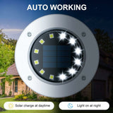 Light 12 LEDs 8 pcs White Solar Ground Lights Stainless Steel Waterproof For Outdoor Garden Patio V1188-MS-227-1598